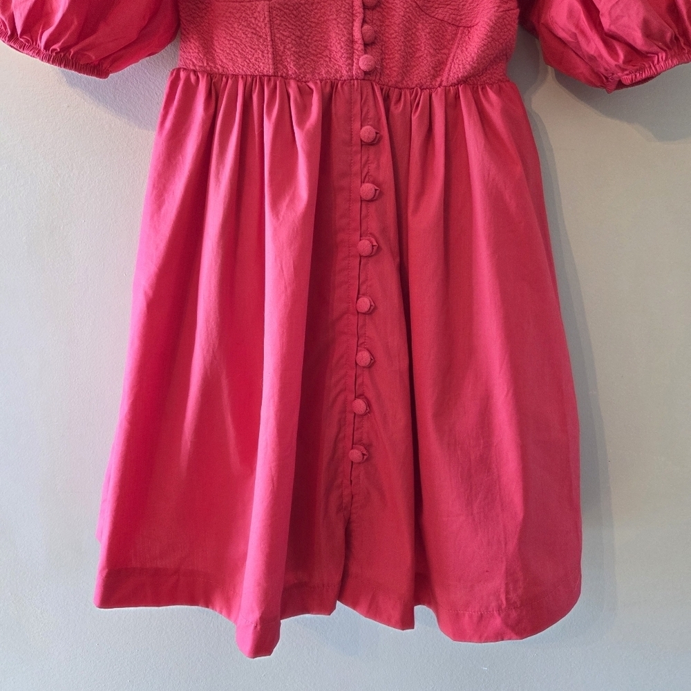 Anthropologie Maeve Women's Puff Sleeve Sweetheart Feminine Mini Dress Red Sz S - Picture 11 of 16